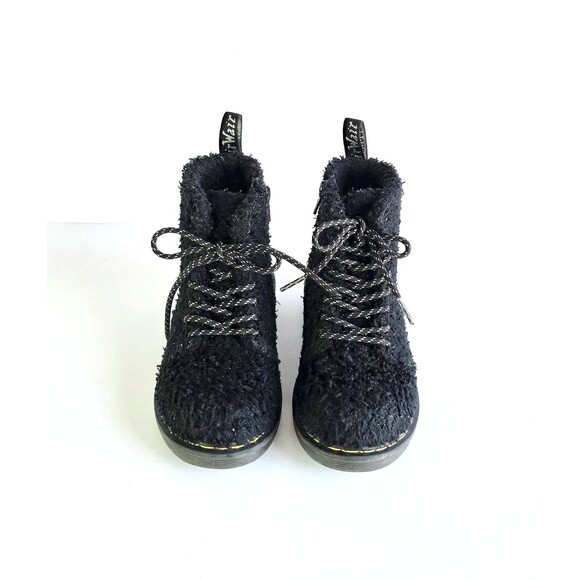 DR MARTENS Junior 1460 Pascal Tinsel Fur Lace Up Boots Black 12 29 Sparkly Girls - Picture 4 of 14